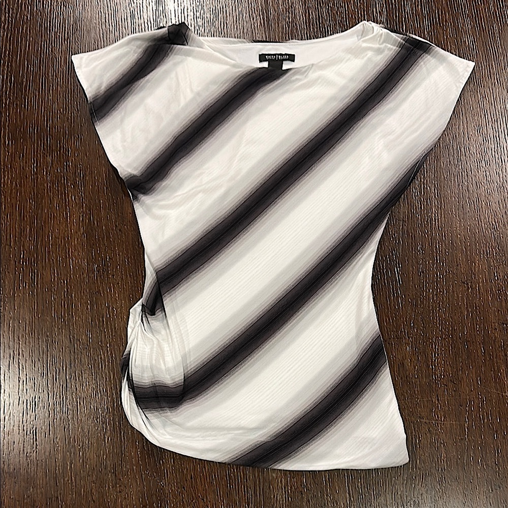 White House Black Market Black and White Striped Tee